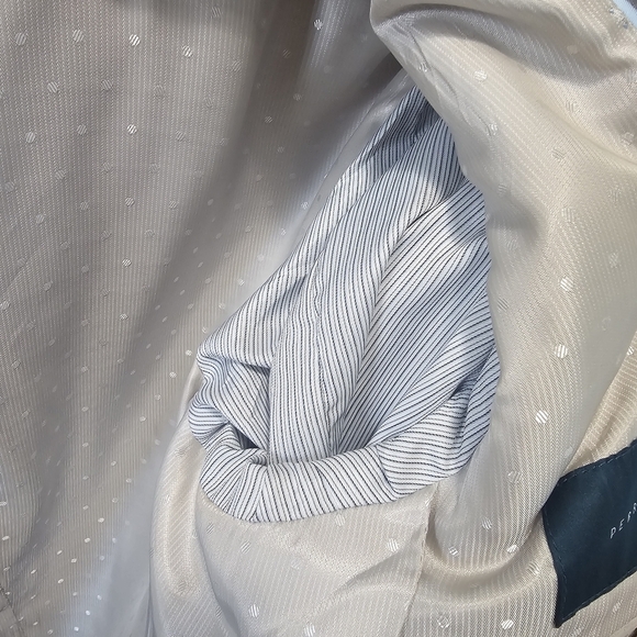 Perry Ellis Blazer Mens 40 Regular Cream Beige Linen Blend Sport Coat Event - Picture 16 of 16